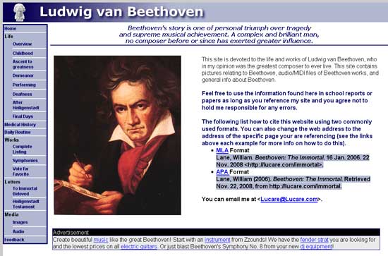 An interesting Beethoven website
