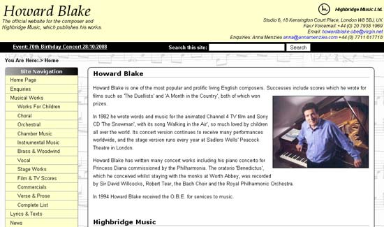 Howard Blake's offical website